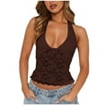 thumbnail image 1 of JGGSPWM Deep V Neck Lace Tank Tops for Women Dressy Casual Sleeveless Vest Loose Fit Blouse Coffee XL, 1 of 6