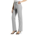 thumbnail image 1 of JGGSPWM Dress Pants Women Business Casual Petite Work Trousers Button Stretchy Lightweight Pull On Office Slacks with Pockets Gray XXL, 1 of 8