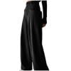 JGGSPWM Elegant Women's High-Waisted Straight Wide Leg Pants Pleated Trousers with Front Pockets Black M