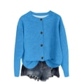 thumbnail image 1 of JGGSPWM Fall Long Sleeve Cardigans for Women Trendy Fashion Lightweight Button Down Crewneck Loose Knit Sweater Clothes Blue XXL, 1 of 4