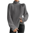 thumbnail image 1 of JGGSPWM Fall Trendy Sweaters for Women Long Sleeve Pullover Solid Sweaters for Women Casual Printed Cable Knit Tops Turtle Neck Tops Soft Cozy Cotton Crochet Ribbed Jumper Gray S, 1 of 7