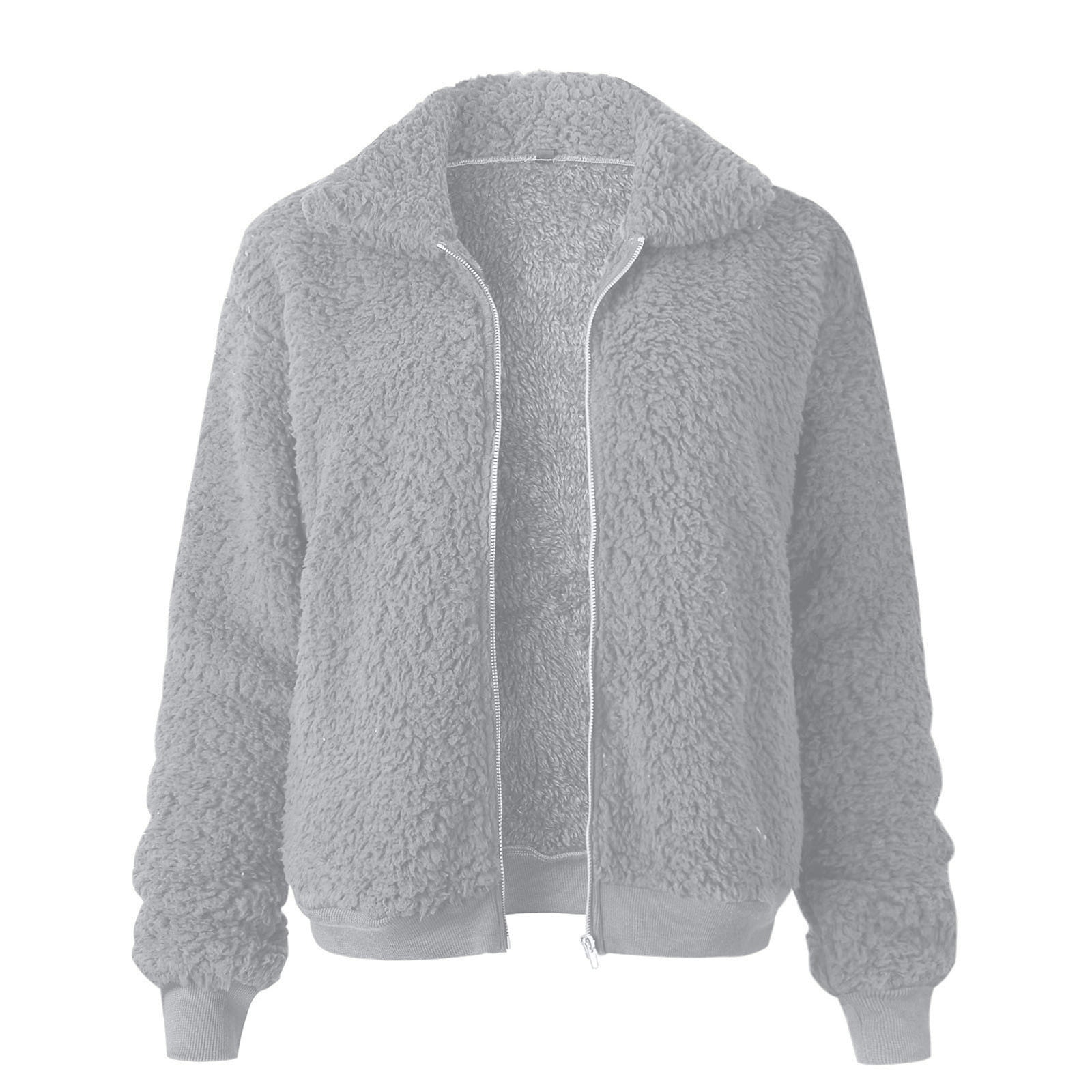 Grey fluffy outlet zip up jacket