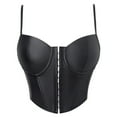 thumbnail image 1 of JGGSPWM Faux Leather Corset Tops for Women Spaghetti Strap Overbust PU Bustier Going Out Camisole Crop Shapewear Top Black S, 1 of 9