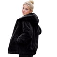 thumbnail image 1 of JGGSPWM Fleece Jacket Women Plus Size Sherpa Fuzzy Winter Coats Warm Zip Up Hooded Sweatshirt Jackets Fashion Coat with Pockets Black XL, 1 of 3
