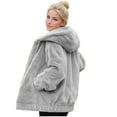 thumbnail image 1 of JGGSPWM Fleece Jacket Women Plus Size Sherpa Fuzzy Winter Coats Warm Zip Up Hooded Sweatshirt Jackets Fashion Coat with Pockets Gray M, 1 of 3