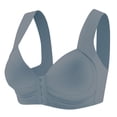 thumbnail image 1 of JGGSPWM Front Closure Bra for Women Soild Color Seamless Shaping Bra, Breathable Wireless Bras with Adjustable Straps Blue M, 1 of 2