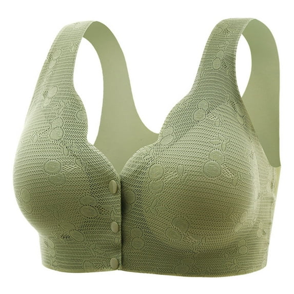 JGGSPWM Front Closure Bras for Ladies Bras Front Snaps Seniors Snap Front Bra Older Women Z-A09-Green 40