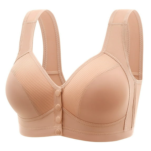 JGGSPWM Front Closure Bras for Ladies Bras Front Snaps Seniors Snap Front Bra Older Women Z-A10-Khaki 44