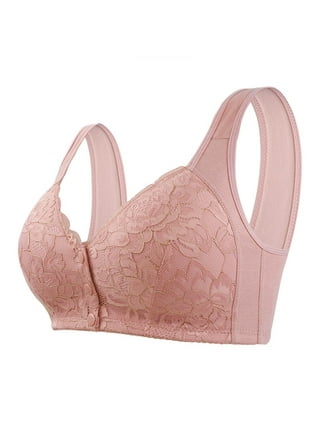 Bigersell Lace Bralette 4 Snaps Bras for Senior Women Front Snap Closure  Bra Soft Comfortable V-Neck Push up Padded Bras No Underwire Daisy Bras for