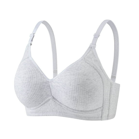 JGGSPWM Full Coverage Bras for Womens Comfortable Ribbed No Underwire Seamless Bralette Push Up V Neck Support Everyday Bra Gray M