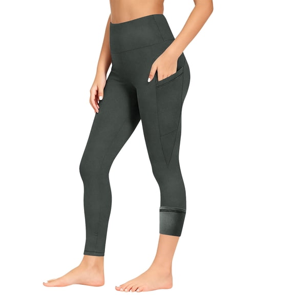 JGGSPWM Girls Athletic Leggings with Pockets Kids Fleece Lined High Waisted Warm Soft Stretch Workout Running Yoga Pants Gray 8 Years