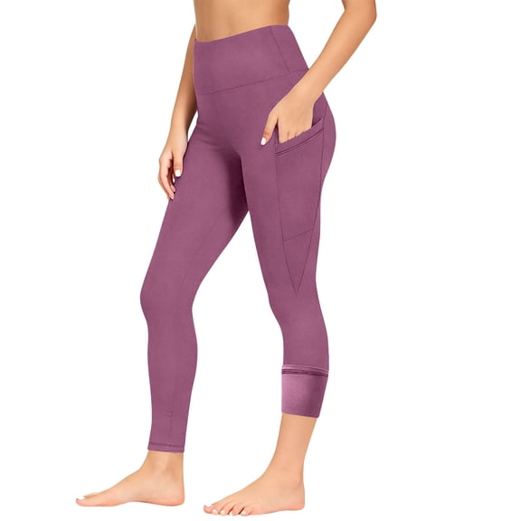JGGSPWM Girls Athletic Leggings with Pockets Kids Fleece Lined High Waisted Warm Soft Stretch Workout Running Yoga Pants Purple 10 Years