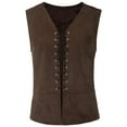 thumbnail image 1 of JGGSPWM Halloween Men Vintage Medieval Vest V-Neck Laced Up Renaissance Gothic Sleeveless Waistcoat Brown S, 1 of 3