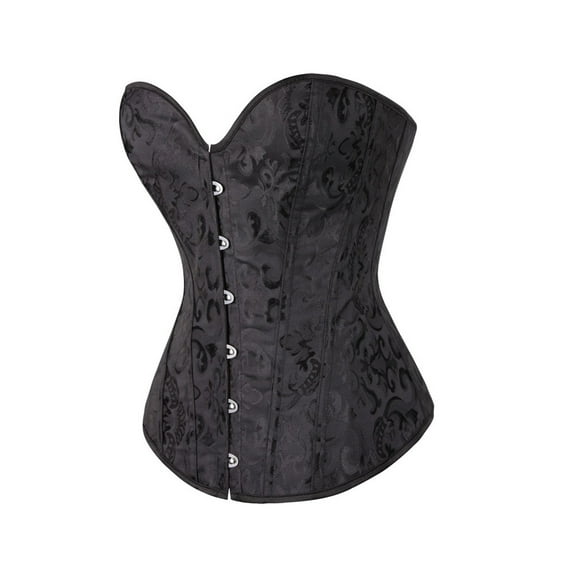 JGGSPWM Halloween Womens Strap Fairy Eyelet Y2k Retro Floral Print Corset Top Fishbone Ladies Crop Tops Bustier Vintage Court Lace Up Push Up Vest Black XL