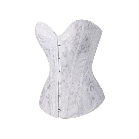 JGGSPWM Halloween Womens Strap Fairy Eyelet Y2k Retro Floral Print Corset Top Fishbone Ladies Crop Tops Bustier Vintage Court Lace Up Push Up Vest White XL