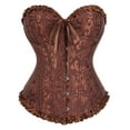 thumbnail image 1 of JGGSPWM Halloween Womens Vintage Corset Top Vest Court Bustier Fairy Crop Tops Ladies Strap Fishbone Lace Up Retro Push Up Y2k Eyelet Floral Print Coffee S, 1 of 6