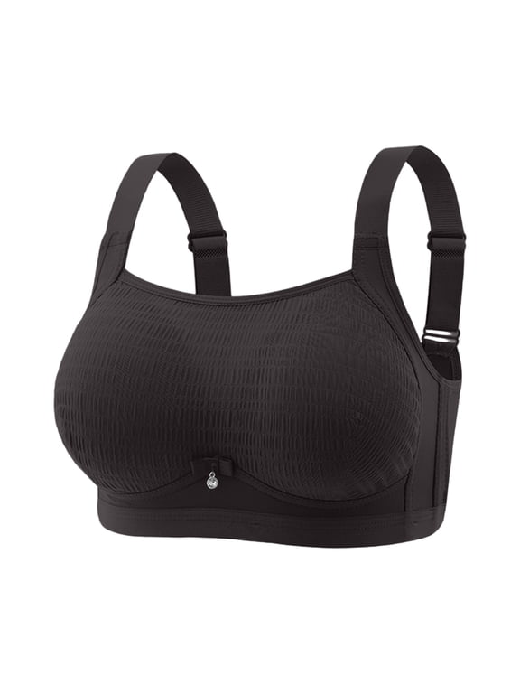 JGGSPWM High Impact Sports Bras for Women Plus Size Non Padded Wirefree Workout Bra Underwear Daily Comfortable Bras For Women Black L