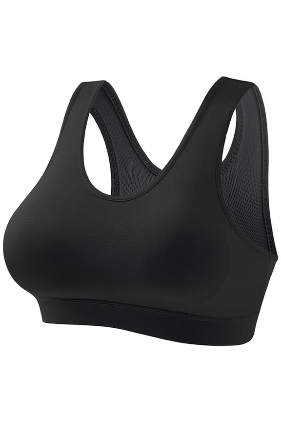 High Impact Sports Yoga Bra for Women Seamless Wireless Racerback Soft Breathable Comfort Running Bra Black M