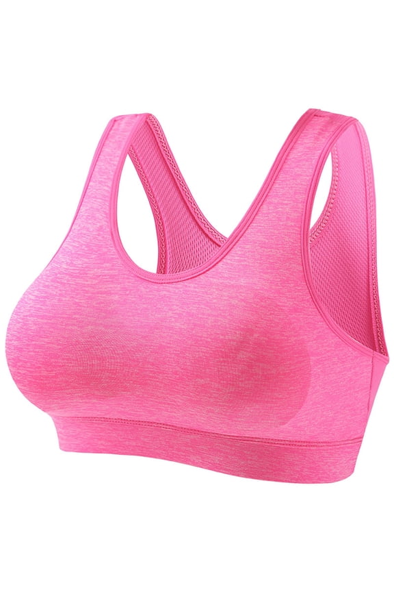 High Impact Sports Yoga Bra for Women Seamless Wireless Racerback Soft Breathable Comfort Running Bra Pink XL