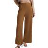 thumbnail image 1 of JGGSPWM High-Waist Pleated Wide Leg Pants for Women Stretchy Casual Trousers Brown S, 1 of 6