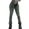 JGGSPWM High-Waist Ribbed Cargo Pants for Women Slim Fit Trousers with Side Pockets Dark Gray L