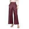 JGGSPWM High-Waist Wide Leg Pants with Belt for Women Sleek Faux Leather Trousers Wine S