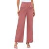 JGGSPWM High-Waist Wide Leg Pants with Buttoned Flap Pockets for Women Casual Straight Trousers Rose Gold S
