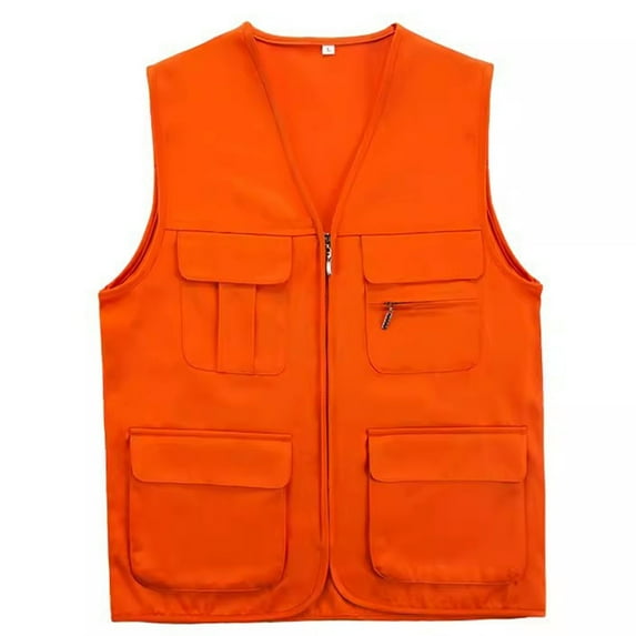 JGGSPWM Jacket Field Professional Reflective Strips Men's Lightweight Softshell Vest Outdoor Orange 4XL