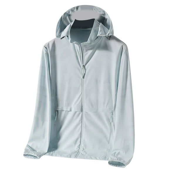 JGGSPWM (L-4XL) Big and Tall Sun Protection Jacket for Men Summer Loose Breathable Lightweight Shirts with UV Protection Hoodie Blue XXXXL