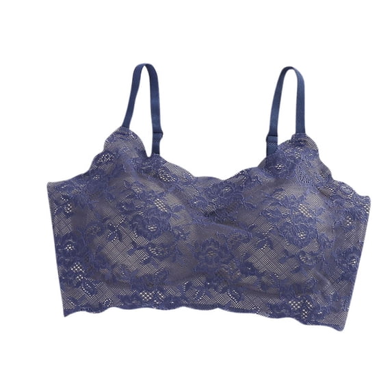 JGGSPWM Lace Bralette for Women V Neck Cami Tank Y2k Camisoles Adjustable Spaghetti Strap Bra Lingerie Blue XL