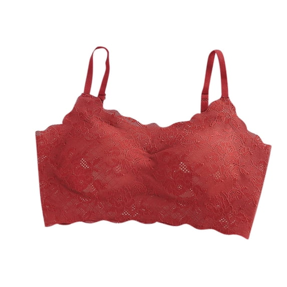 JGGSPWM Lace Bralette for Women V Neck Cami Tank Y2k Camisoles Adjustable Spaghetti Strap Bra Lingerie Red M