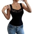 thumbnail image 1 of JGGSPWM Lace Camisole Tank Tops for Women Fashion V Neck Wide Strap Soft Ribbed Lace Trim Cami Black XL, 1 of 5