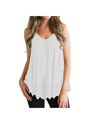 Lolmot Womens Plus Size Tank Tops Summer Flowy Solid Color Double Layered  Chiffon Blouse Casual Loose Fit Sleeveless Tunic Shirts on Clearance 