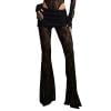 JGGSPWM Lace Overlay Wide Leg Pants for Women Elegant Flared Trousers with Sheer Design Black S