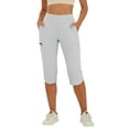 thumbnail image 1 of JGGSPWM Leggings for Women High Waisted Capri Yoga Pants Stretchy Athletic Workout Clothes with Pocket Summer Beachwear White S, 1 of 9