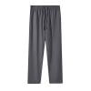 JGGSPWM Lightweight Cotton-Linen Pants for Women with Elastic Waist Casual Straight Leg Trousers with Drawstring Dark Gray L