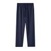 JGGSPWM Lightweight Cotton-Linen Pants for Women with Elastic Waist Casual Straight Leg Trousers with Drawstring Navy M