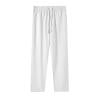 JGGSPWM Lightweight Cotton-Linen Pants for Women with Elastic Waist Casual Straight Leg Trousers with Drawstring White 2XL