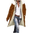 thumbnail image 1 of JGGSPWM Long Puffer Jacket for Women Reversible Padded Down Jackets Warm Winter Shearling Fleece Lined Coats Parka Jackets Brown L, 1 of 9
