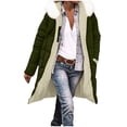 thumbnail image 1 of JGGSPWM Long Puffer Jacket for Women Reversible Padded Down Jackets Warm Winter Shearling Fleece Lined Coats Parka Jackets Green M, 1 of 9