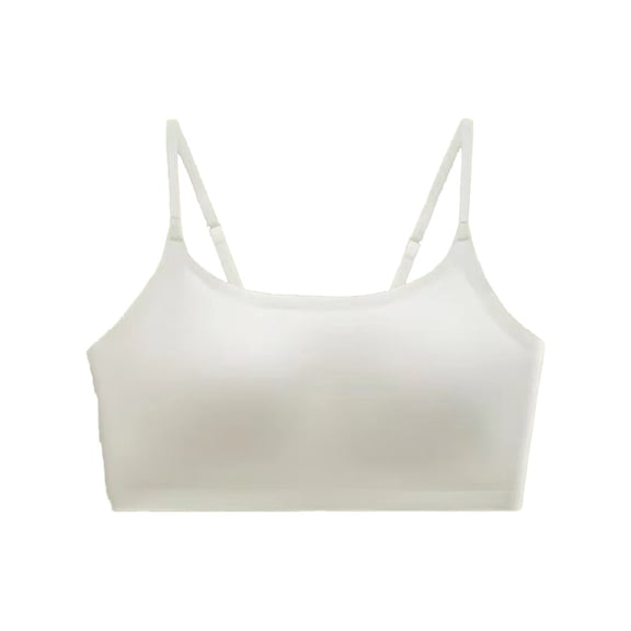JGGSPWM Low Back Seamless Bra for Women Small Chest Adjustable Straps, Wire-Free, Cross Back, Invisible Under Dresses White L