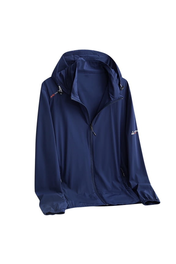 (M-5XL) Big and Tall Mens Lightweight Hooded Waterproof Rain Jacket Breathable Raincoat Shell for Outdoor Mountain Hiking Blue XXXXXL