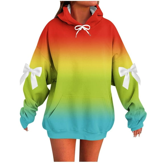 JGGSPWM (M-5XL) Womens Oversized Hoodies Fleece Hooded Sweatshirts Casual Comfy Tops Fall Fashion Outfits Cute Bow Clothes Multicolor XXXXL