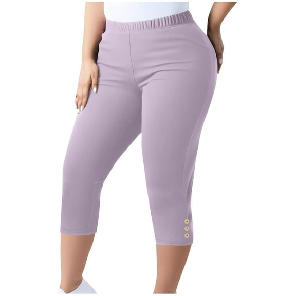 JGGSPWM (M-5XL) Work Pants for Women Summer High Waisted Soft Stretchy Capris Dressy Casual Plus Size Capri Pants Pull On Slacks Pink M