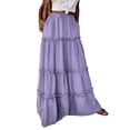 thumbnail image 1 of JGGSPWM Maxi Skirts for Women Summer Boho Flowy Tiered Ruffle Skirt with Pockets Elastic High Waisted A Line Long Skirts Purple XL, 1 of 8