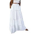 thumbnail image 1 of JGGSPWM Maxi Skirts for Women Summer Boho Flowy Tiered Ruffle Skirt with Pockets Elastic High Waisted A Line Long Skirts White XXL, 1 of 7