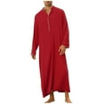 thumbnail image 1 of JGGSPWM Men Leisure Long Sleeve Button Robe Mens Caftans Big and Tall Mens Middle Ethnic Style Casual Robe with Pocket Red XXL, 1 of 5