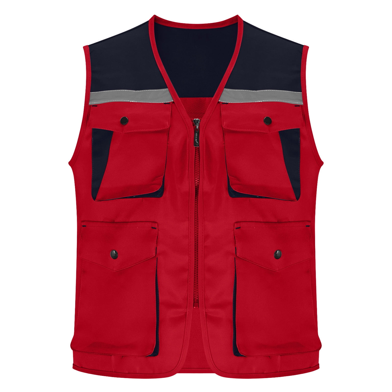 JGGSPWM Men Women Hi Vis Reflective Safety Vest with Pocket and Zipper ...