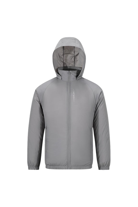 Men's Air Conditioning Clothing Fan Sunscreen Clothing Cooling USB Charging Cooling Outdoor Heat Removable Hooded Jacket Gray XL
