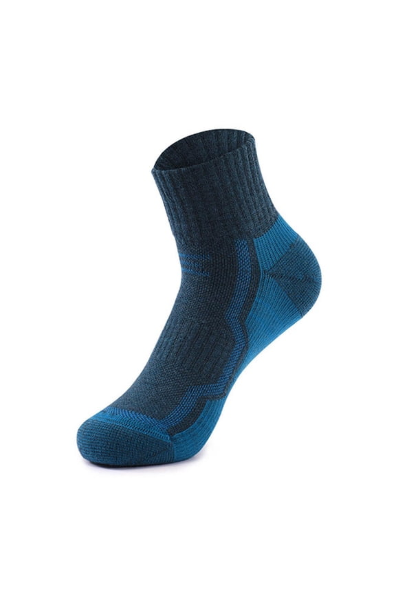 Men's Fall Winter Woolen Blend Cozy Warm Moisture-Wicking Crew Sports Socks For Running Hiking Everyday Wear Blue Free Size